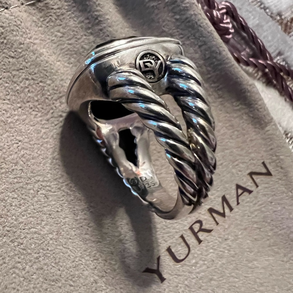 David Yurman Sterling Silver 11mm Black Albion Ring - Picture 4 of 7